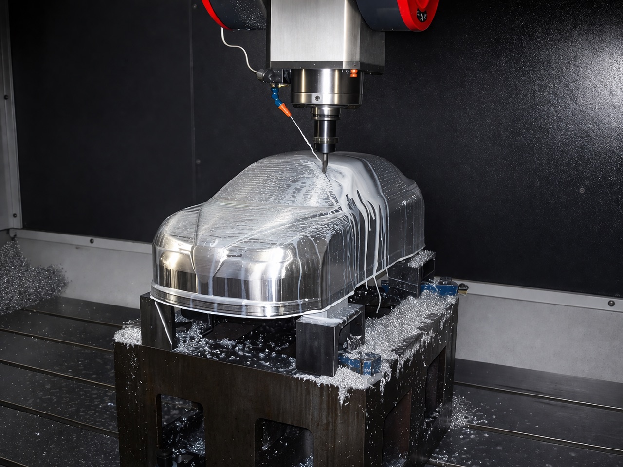CNC-Bearbeitung eines Aluminium-Modells in der Modelleria Nicoletto